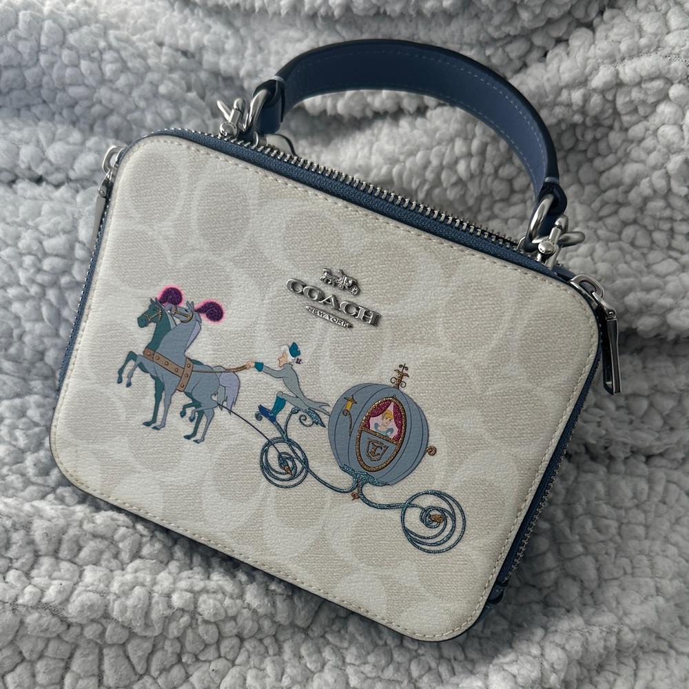 Disney X Coach Box Crossbody Bag In Signature Canvas With Cinderella